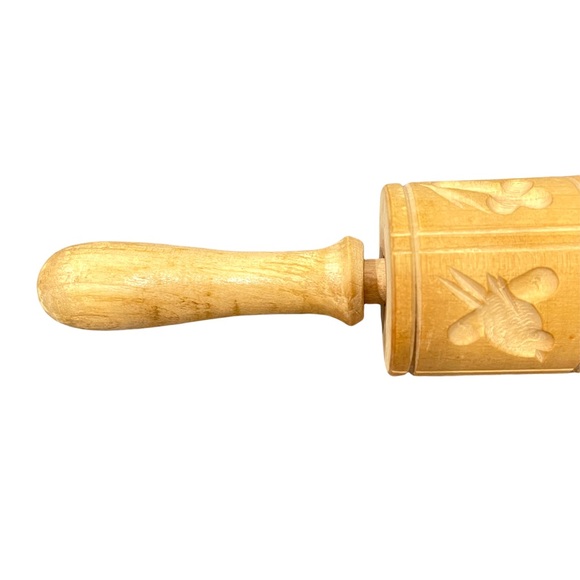 Wood Springerle Rolling Pin 16 Designs Vintage - Picture 6 of 8